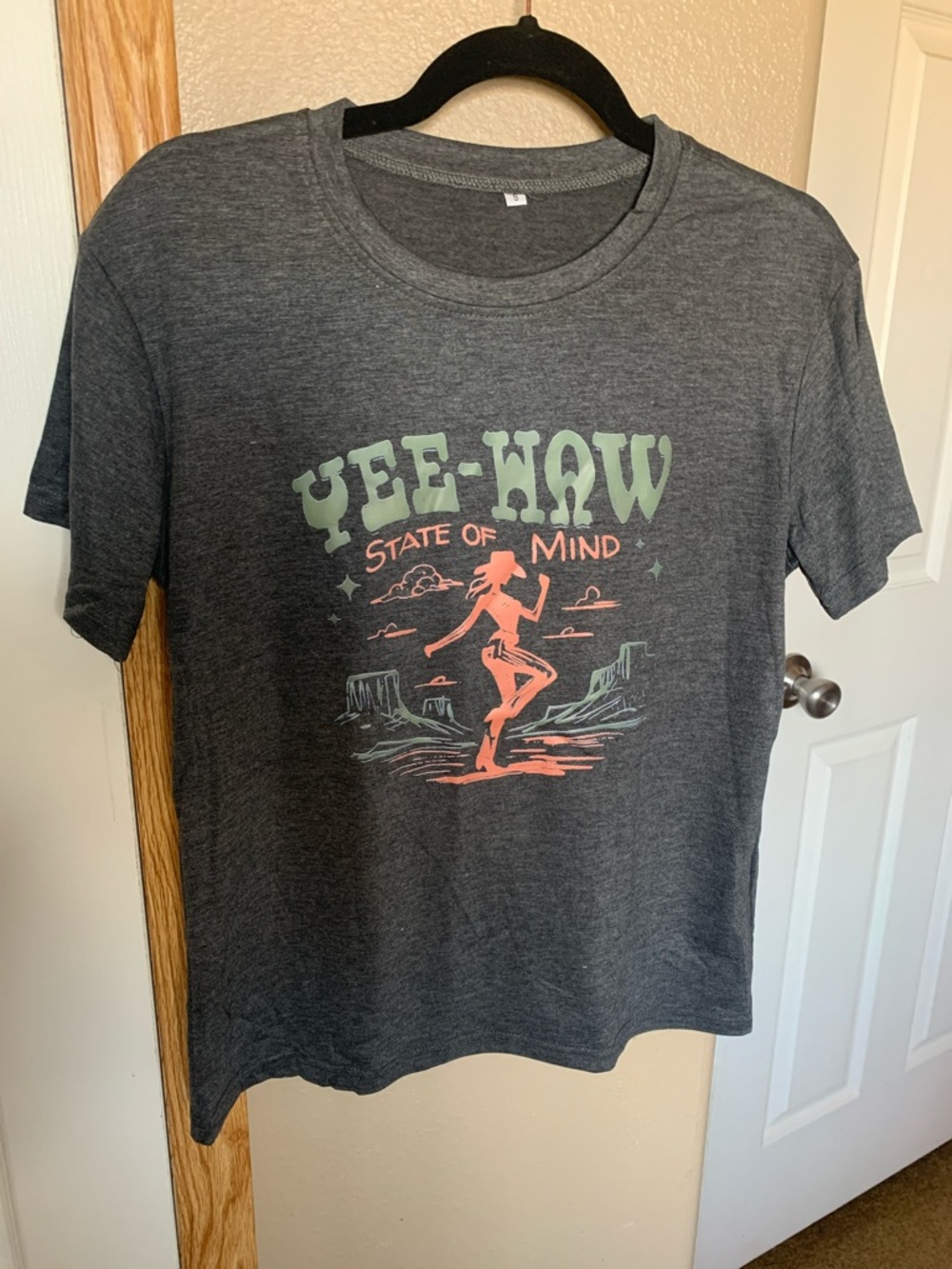 WESTERN Yee-Haw State of Mind Charcoal Graphic Tee Shirt - Picture 3 of 5